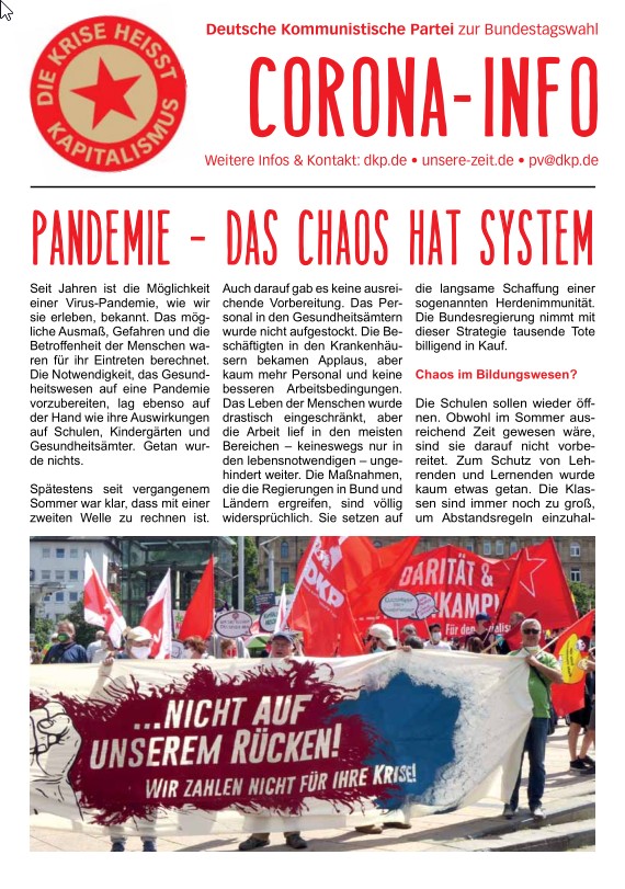DKP-Information Corona 2021: Pandimie - Das Choas hat System (PDF, 0.74 MB) DKP-Information Corona 2021: Pandimie - Das Choas hat System (PDF, 0.74 MB)
