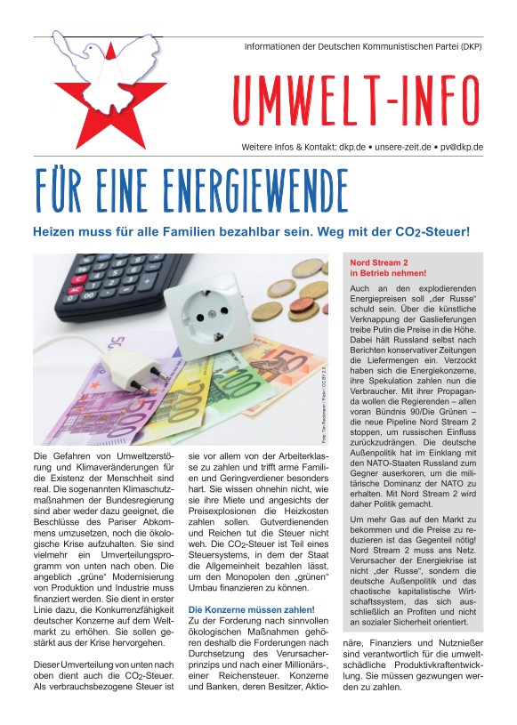DKP-Information Umwelt-Info 2022: Für eine Energiewende (PDF, 1.71 MB) DKP-Information Umwelt-Info 2022: Für eine Energiewende (PDF, 1.71 MB)