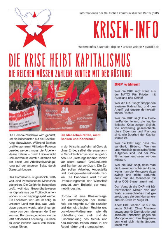 DKP-Information Krisen-Info 2/2021: Die Krise heißt Kapitalismus (PDF, 2.96 MB) DKP-Information Krisen-Info 2/2021: Die Krise heißt Kapitalismus (PDF, 2.96 MB)