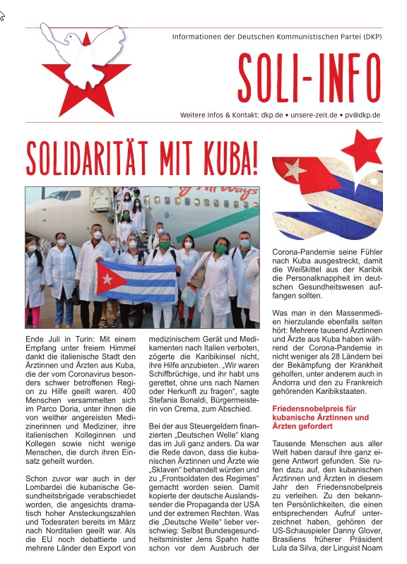 DKP-Information Soli-Info Kuba: Solidarität mit Kuba! (PDF, 2.37 MB) DKP-Information Soli-Info Kuba: Solidarität mit Kuba! (PDF, 2.37 MB)